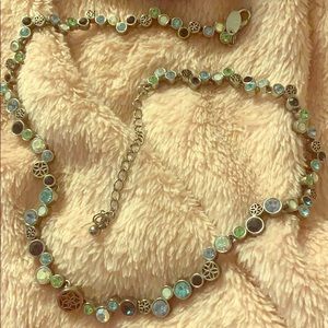 Lia Sophia silver  flower and blue stone necklace